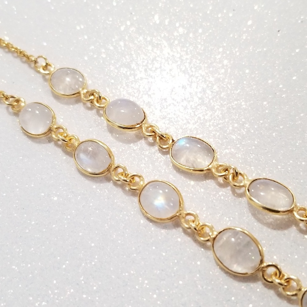 Rainbow moonstone gold plated choker necklace - Picture 2 of 6